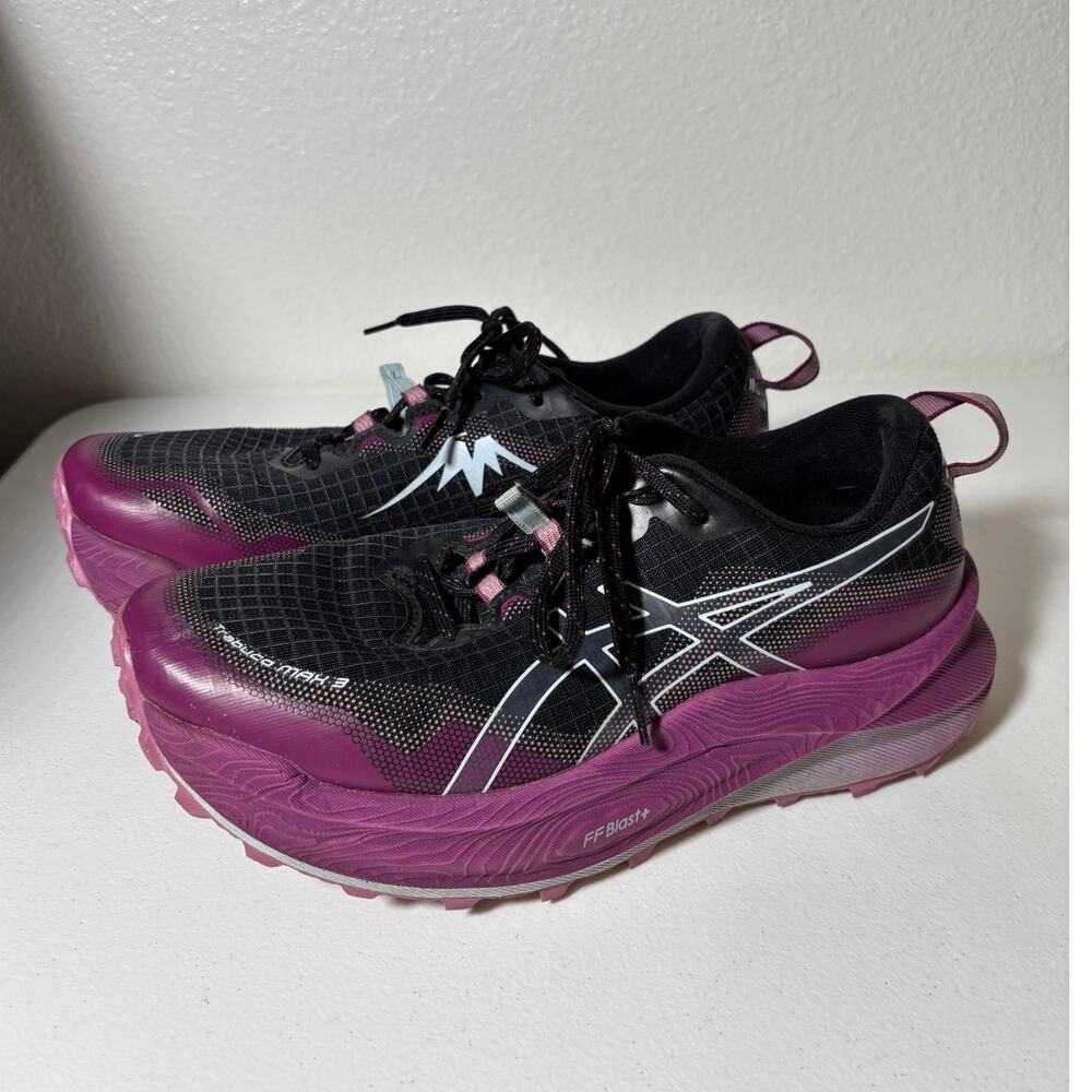 ASICS Women's Size 9.5 Trabuco Max 3 Trail Running Shoes Purple Black Sneakers